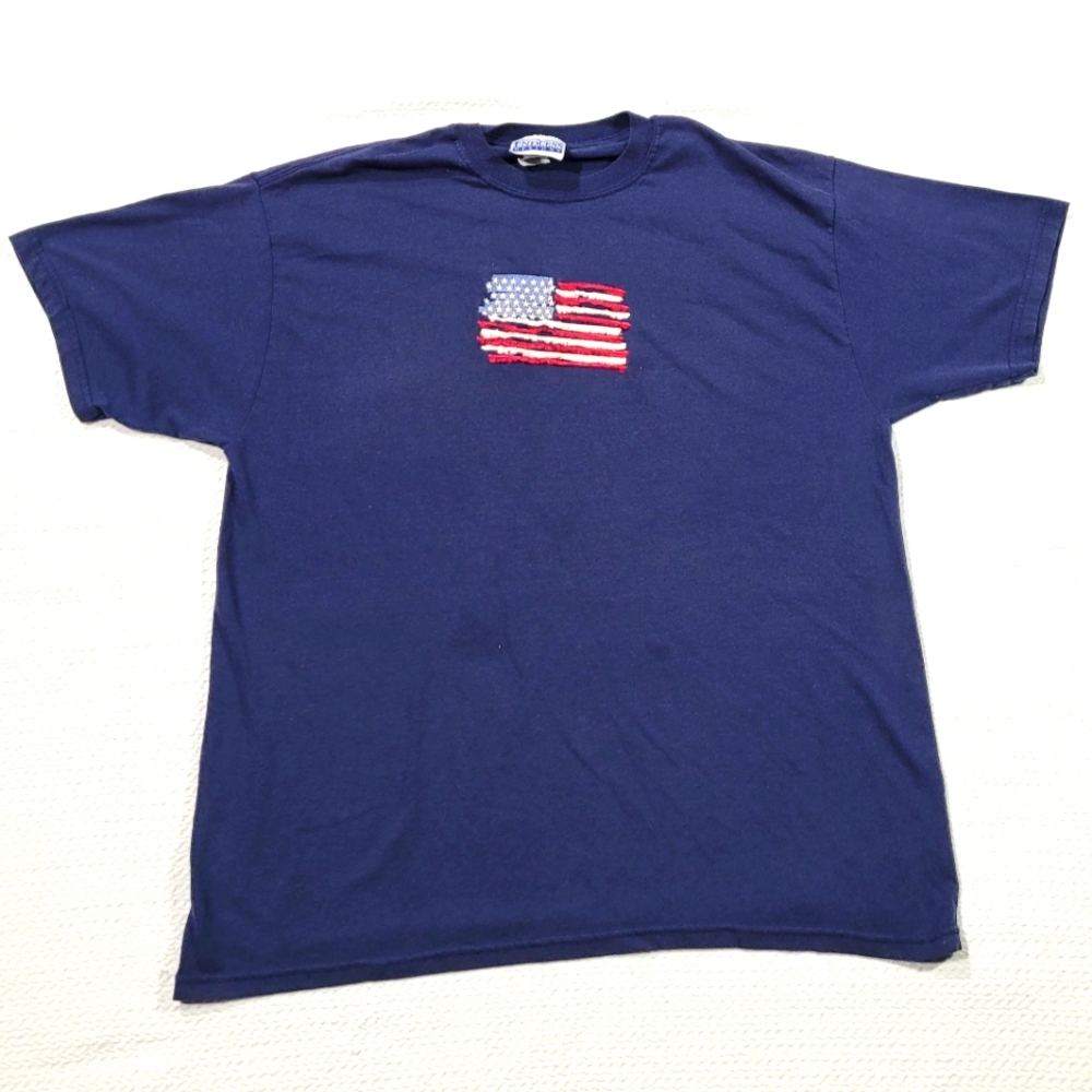 Vintage 90's American Flag All Embroidered Patriotic Men's Tee sixe XL